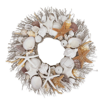 All Natural Seashells and Starfish Coastal Beach Home Wreath (Starfish)