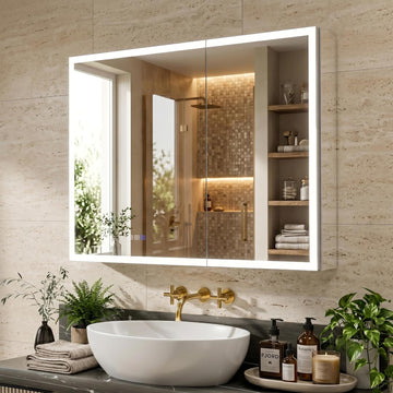 40" x 30" LED Medicine Cabinet, Lighted Medicine Cabinet, Surface & Recessed Mounting, Adjustable Color Temperature &