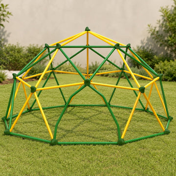 13ft Climbing Dome Kids Jungle Gym Outdoor, 1000 lbs Geometric Dome Climber Play Center, Rust & UV Resistant Steel