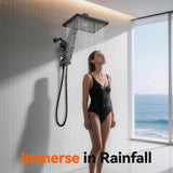 Filtered Rain Shower Head with Handheld Combo High Pressure 12'' Rainfall Shower Heads & Hidden Detachable Wand Dual