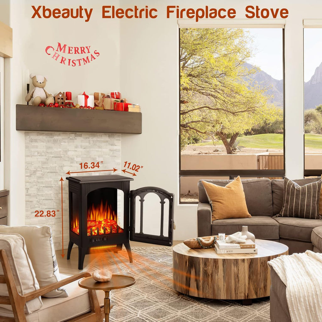 Indoor 22.8" Electric Fireplace Stove, 5100 Btu Freestanding Heater