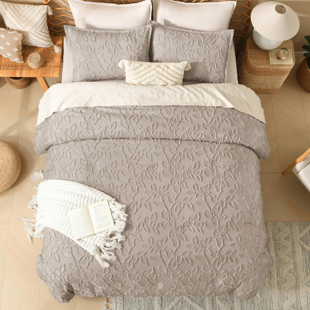 King Comforter Set, 3PCS Light Coffee Boho Tufted Bedding
