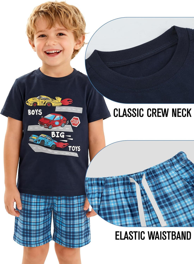 Toddler Boys Summer Clothes Outfits Kids Cotton Short Sleeve Shirt Shorts 4 Pieces Set Toddler Boys short sets