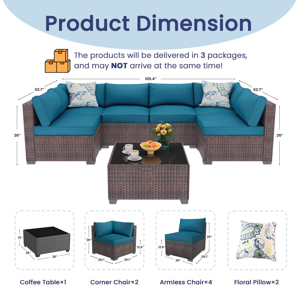 8 Piece outdoor patio sectional furniture set, Modern Modular outdoor sofa