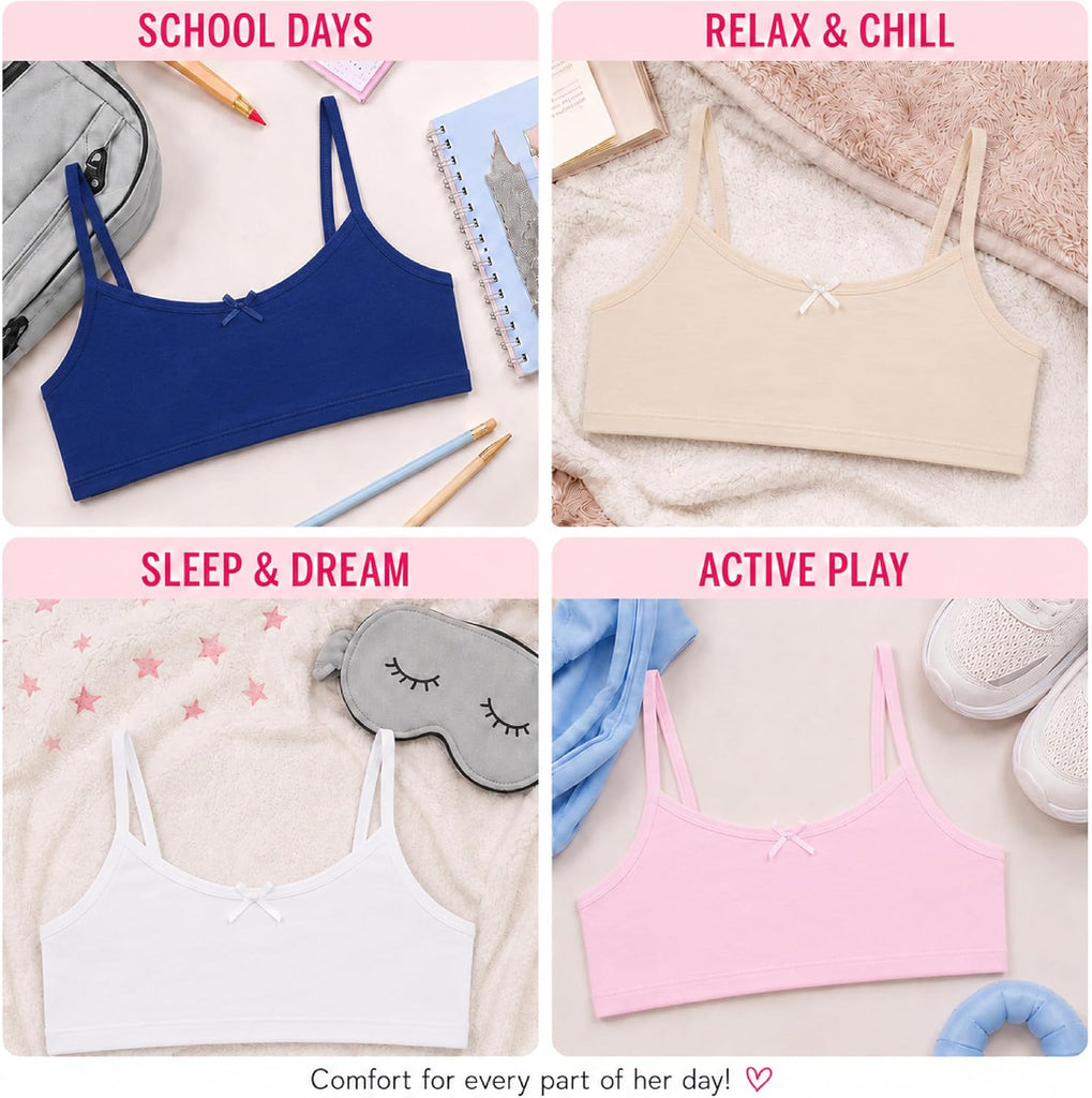 Girls Training Bra - 5 Pack Crop Cotton Bras - Cami Training Bras for Girls (Sizes: )