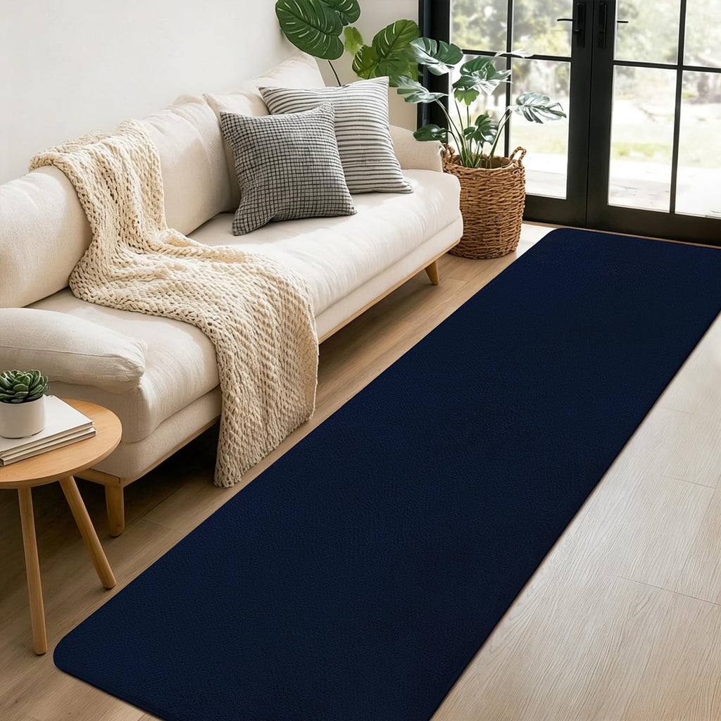 Navy Blue Runner Rug, Modern Non Slip Kitchen Runner