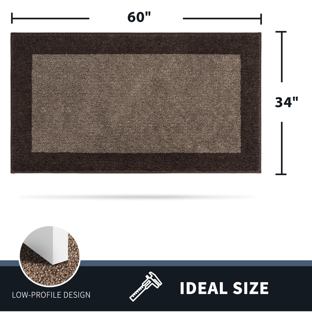 Dirt Trapping Indoor Door Mat, 34" x 60", Grayish Brown & Coffee