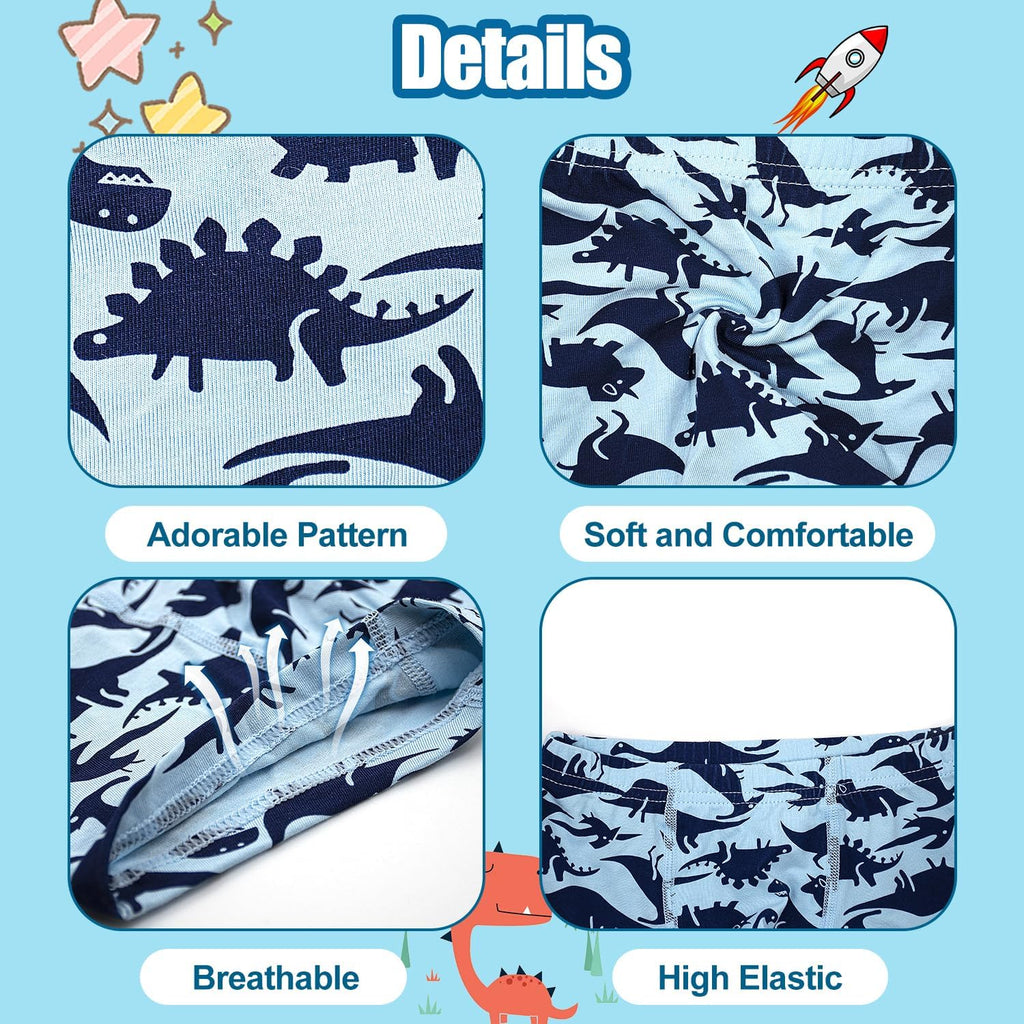 Boys Underwear 5 Pack, Toddler Boxer Briefs Soft Breathable Kids Shorts Boxer Dinosaur Animals Set