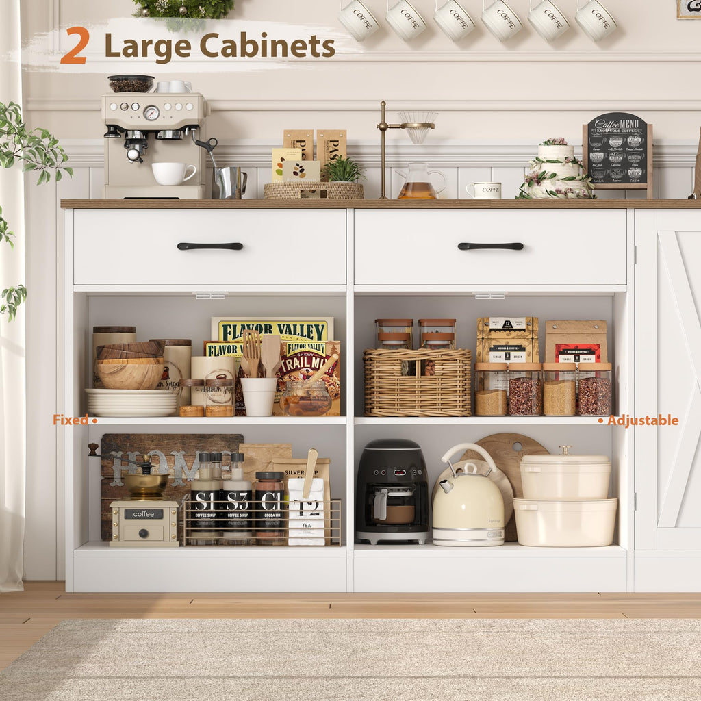 71"W Kitchen Buffet Cabinet with Storage, Large Coffee Bar Cabinet