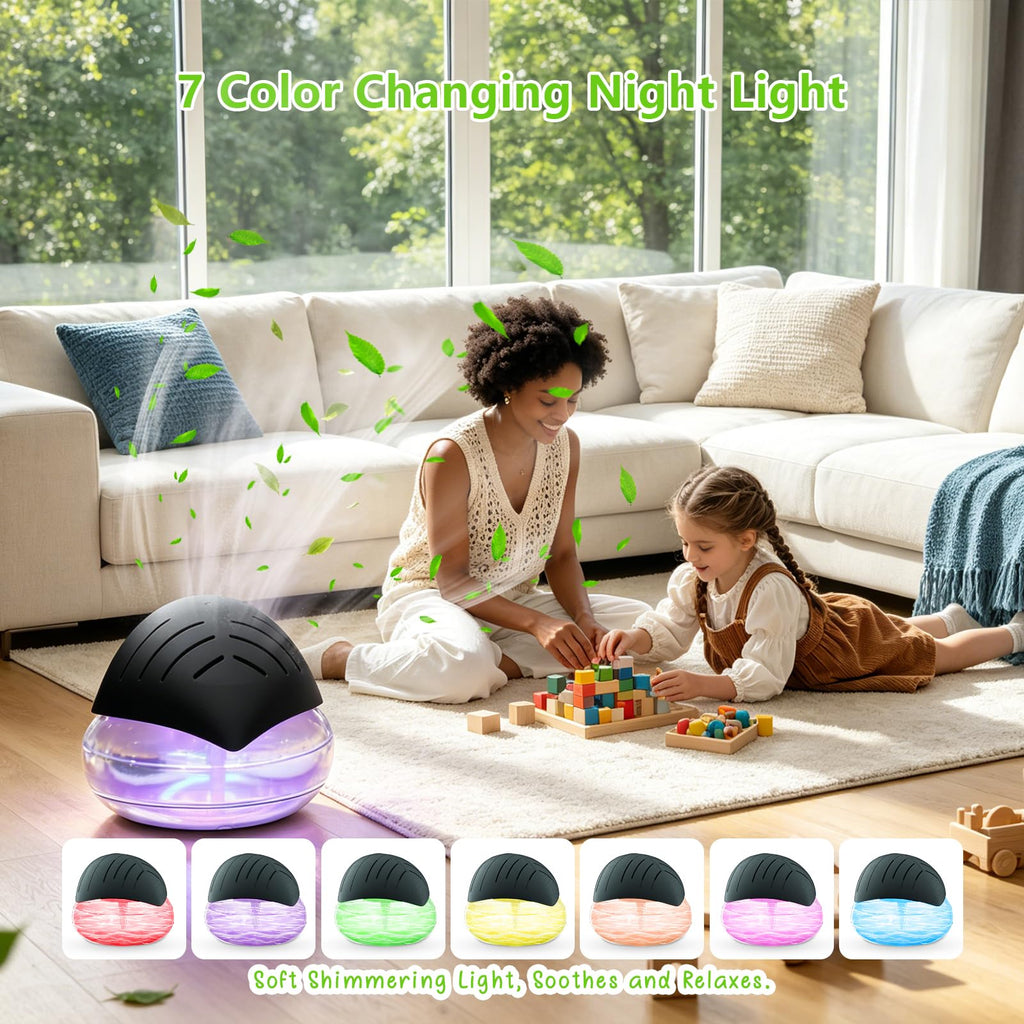 Water Filter Air Washer, Air Cleaner Water Air Purifier with 6x10ml Essential Oil Diffuser & Humidifier, Rainbow Air