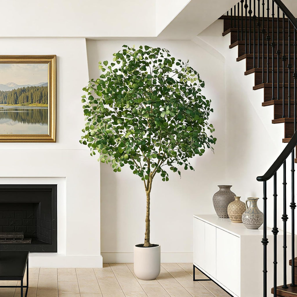 10FT Artificial Ficus Tree Indoor, Large Potted Faux Tree with Silk Leaves