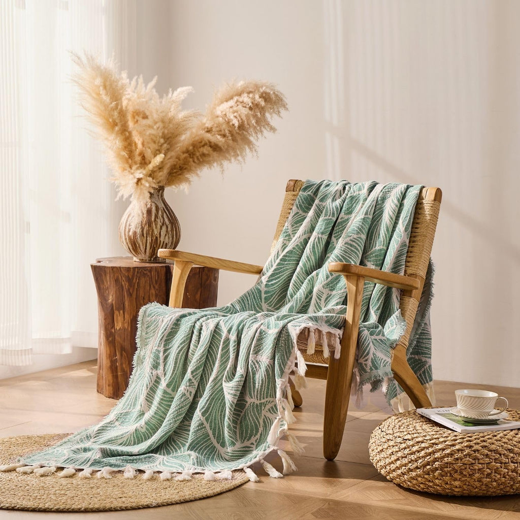 Chenille Cotton Throw Blanket for Couch, Lightweight Boho Blanket for Bed Sofa Chair Living Room Outdoor Soft Woven