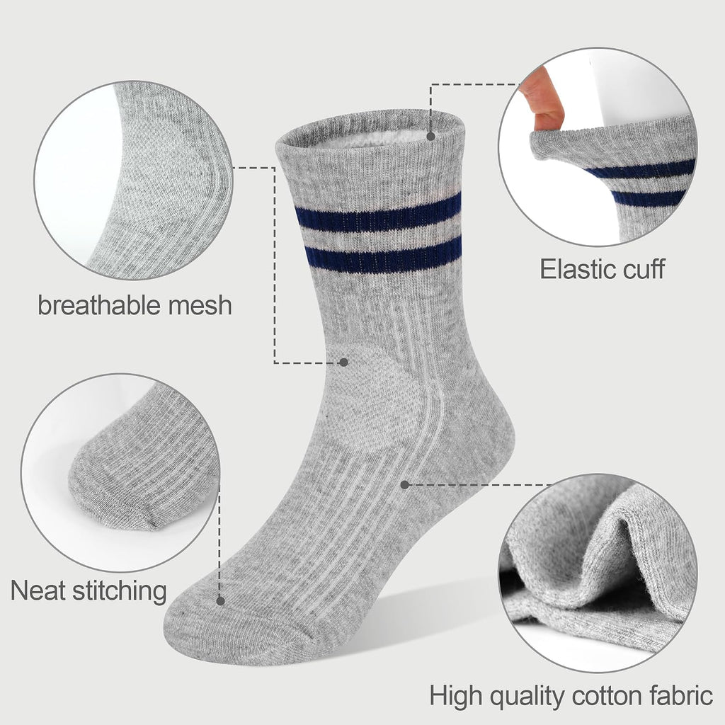 12 Pairs Boys Crew Socks, Kids Athletic Stripes Socks Toddler