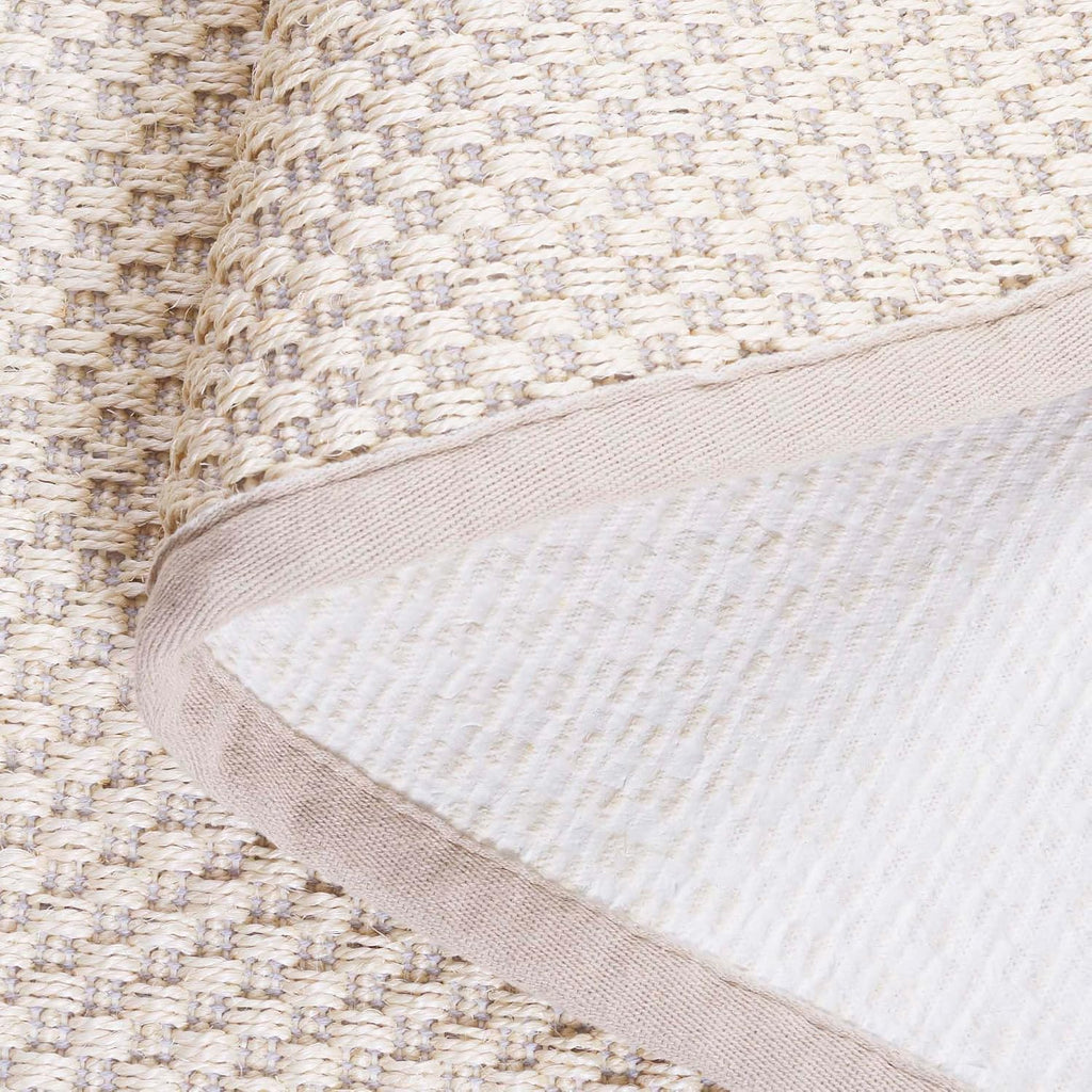 Natural Fiber Collection Area Rug - 10' Square, Ivory & Light Beige, Border Sisal Design, Easy Care, Ideal for High