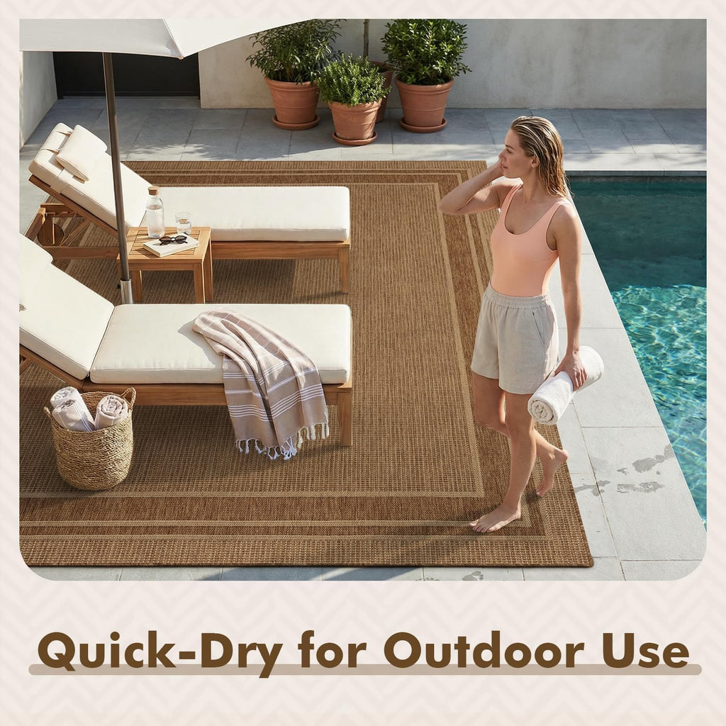 Outdoor Rug Patio Rug Polypropylene Indoor Outdoor Rugs Outdoor Carpet Deck Balcony Porch, Textured Weave