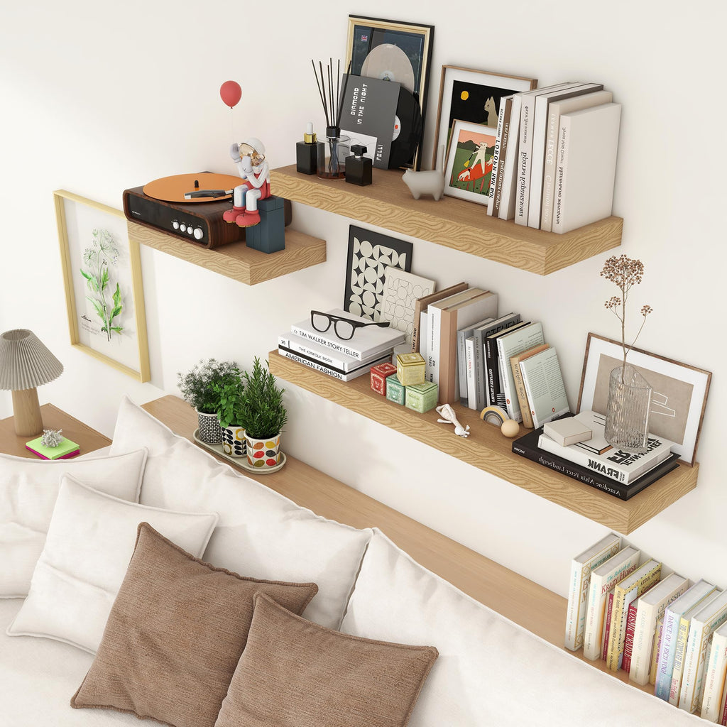 48 Inch Floating Shelf, 12'' Deep Oak Shelves for Wall Set of 1