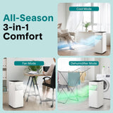 Portable Air Conditioner 10000 BTU | 3-in-1 Cooling, Fan and Dehumidifier | 24