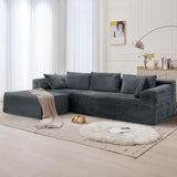 110" L-Shaped Modular Sectional Sofa with Chaise, Boneless Comfy Corduroy Fluffy Couch with Deep Seat and Side Pockets