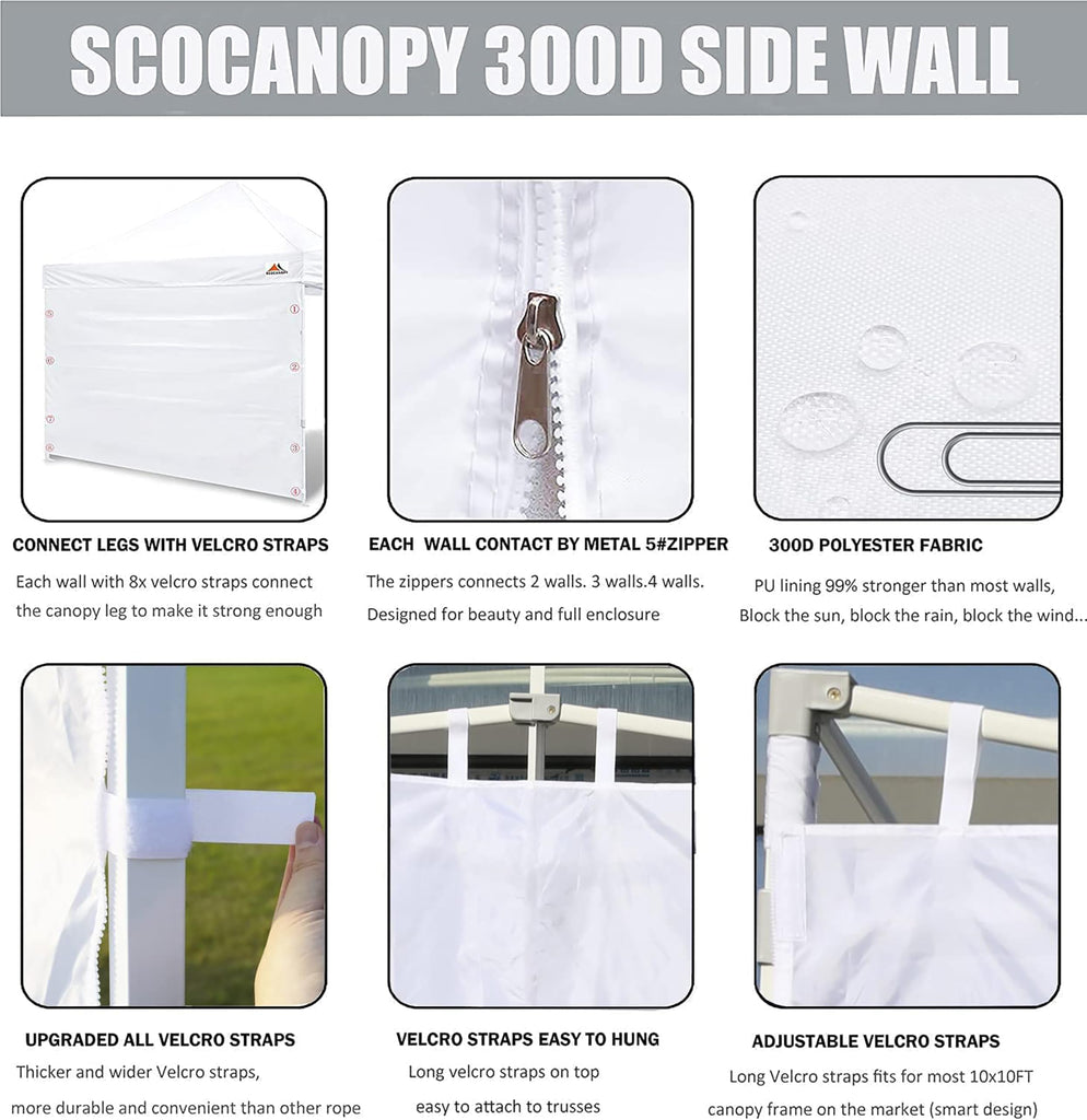 Door for 10x10 Canopy Frame Two Central Zipper Design for Easy Entry and Exit, 1 Pack Sunwall Only, Purple