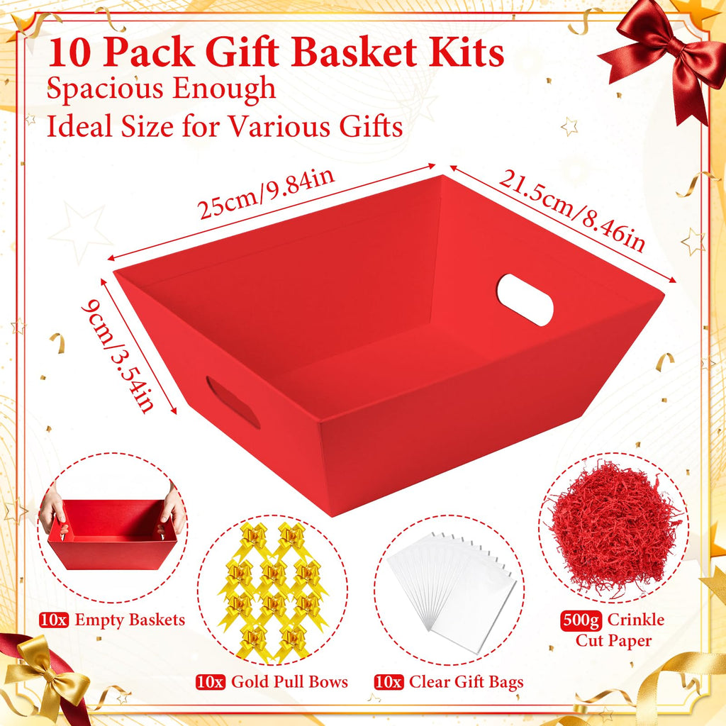10 PCS Red Christmas Baskets Gift Empty Gift Baskets to Fill