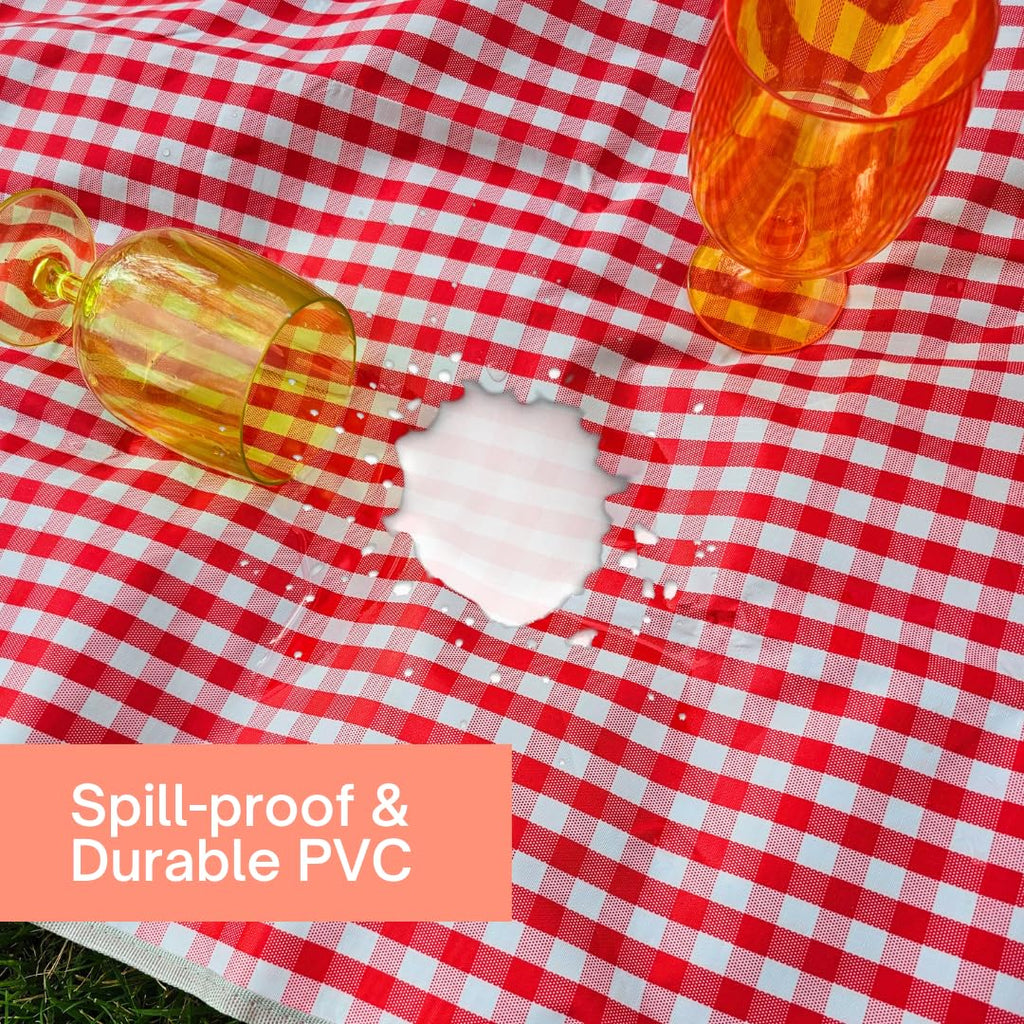 Cute Gingham Picnic Blanket, Waterproof Foldable, in Large 80x60in and Extra Large 80x80in, Portable Compact Beach