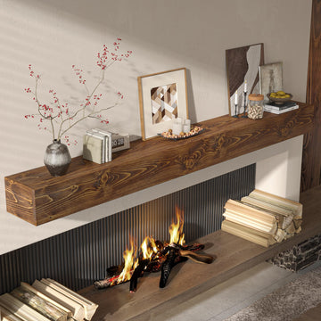 72" Fireplace Mantel, 5" Thick Wall Mounted Shelves for Over Fireplace, Solid Wood Farmhouse Long Floating Shelves