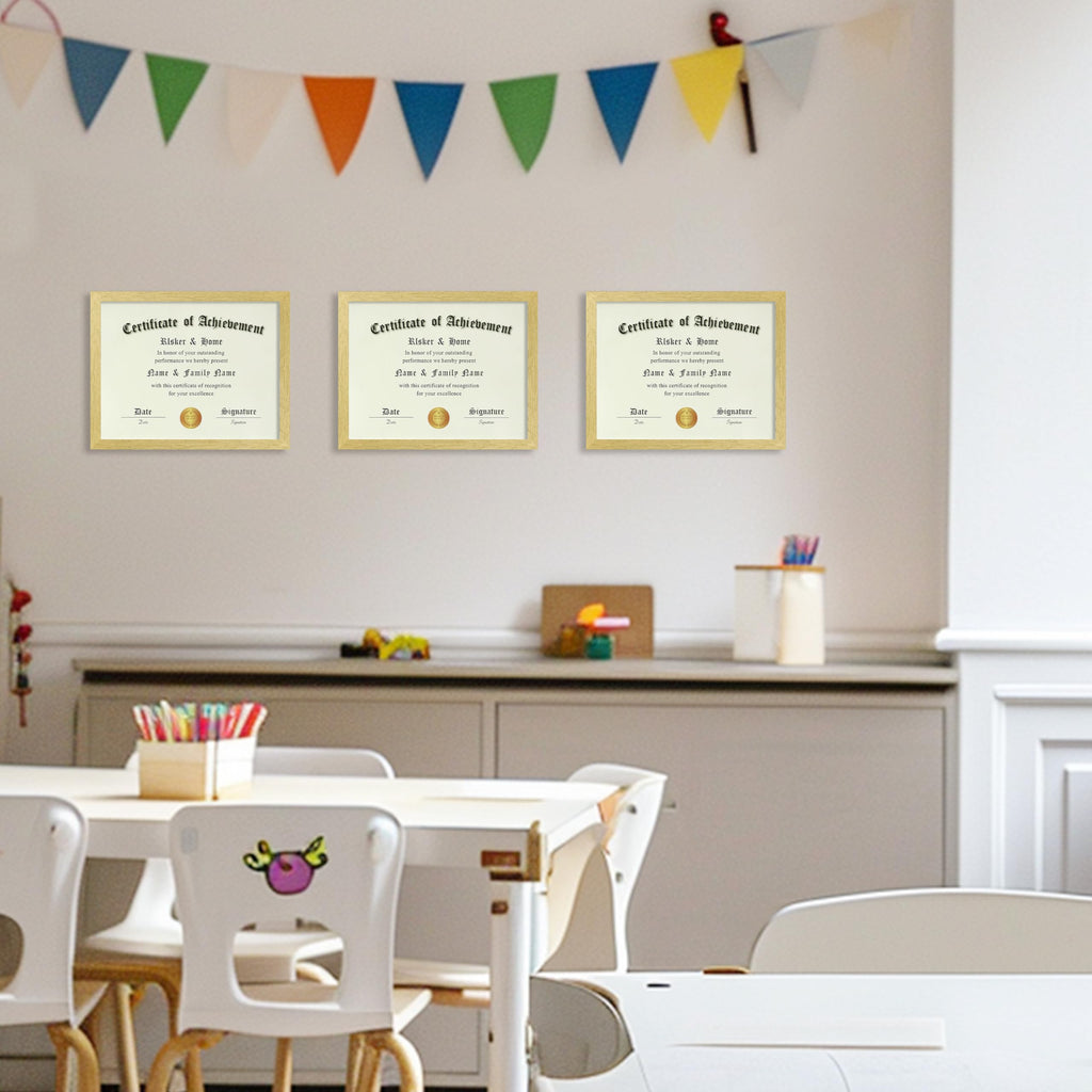 8.5x11 Certificate Frame 6 Pack, Gold with Glass