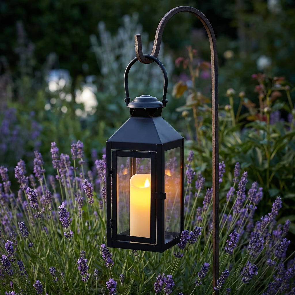 Set of 2 Farmhouse Decorative Lanterns 13" H Hurricane Candle Lanterns Rustic Lanterns Centerpieces Garden Front