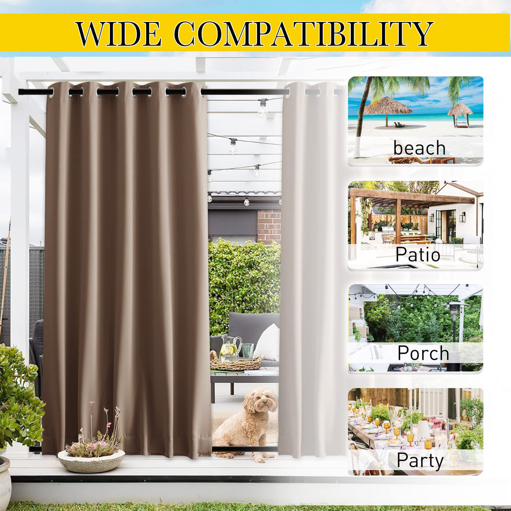 Weighted Curtains Waterproof W66xL84 Tan 2 Panels