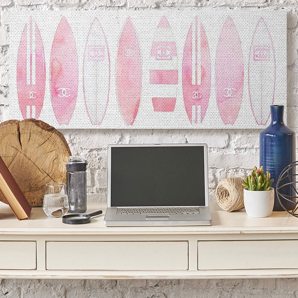 Nautical Glam Surfboard Fashion, 20 x 48 Inch Canvas Wall Art