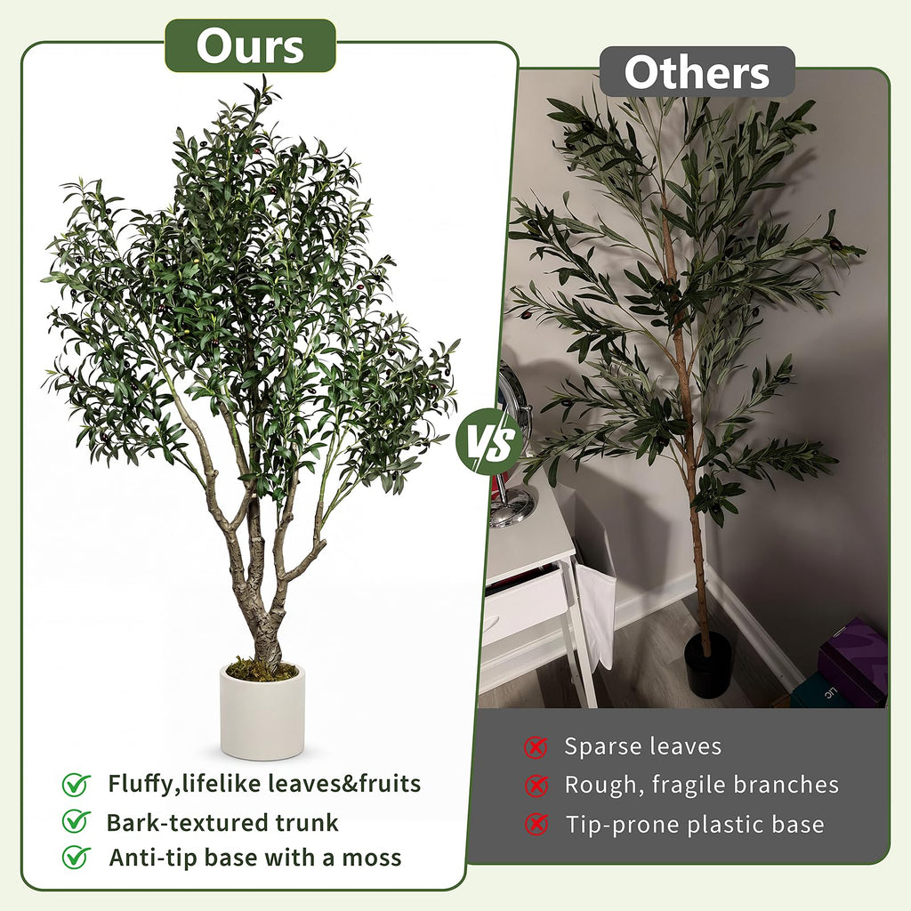 6.5ft Faux Olive Tree with White Planter, Artificial Olive Tree