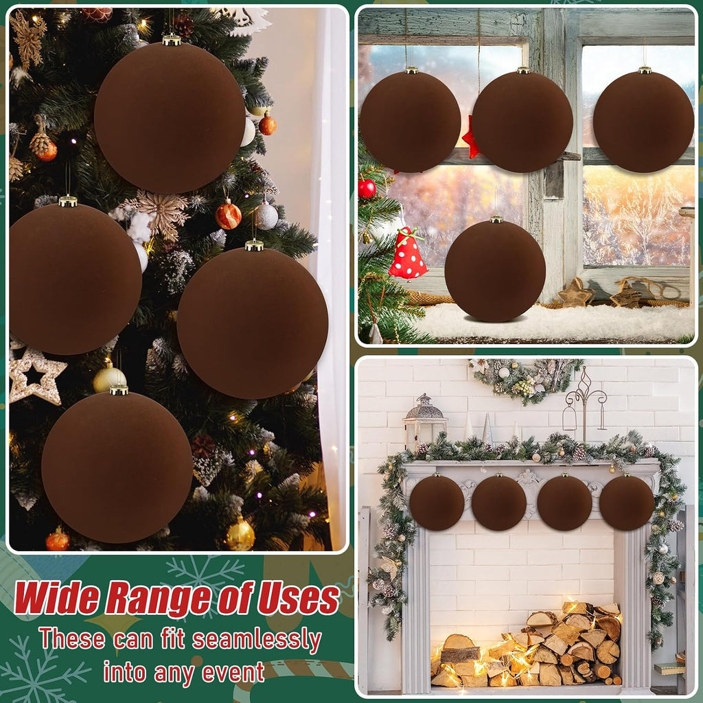 4 Pcs 8 Inch Extra Large Velvet Christmas Balls Oversized Huge Big Christmas Tree Ornaments Balls for Family Holiday