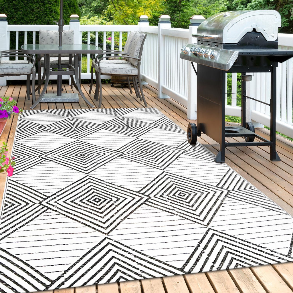 Waterproof Outdoor Rug, Foldable Reversible Plastic Straw Mat RV Deck Porch Backyard Balcony Camping Picnic
