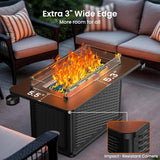 43 Inch Propane Fire Pit Table, 60,000 BTU Gas Fire Pit with Premium Glass Rocks, Wind Guard Glass Shield, Waterproof Cover, Cup Holders, Fire Table - Image 4