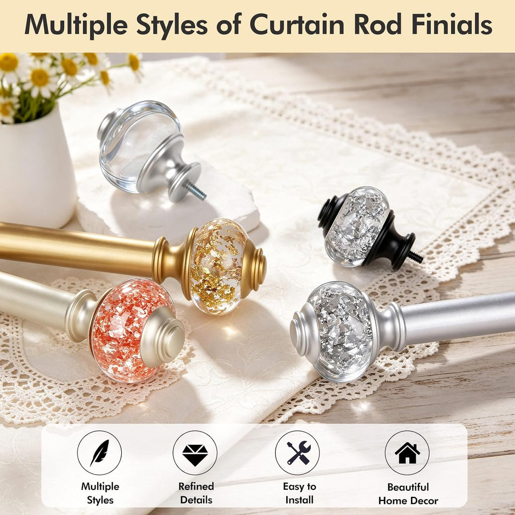 Silver Curtain Rods for Windows 72 to 144, Decorative Drapery Rod