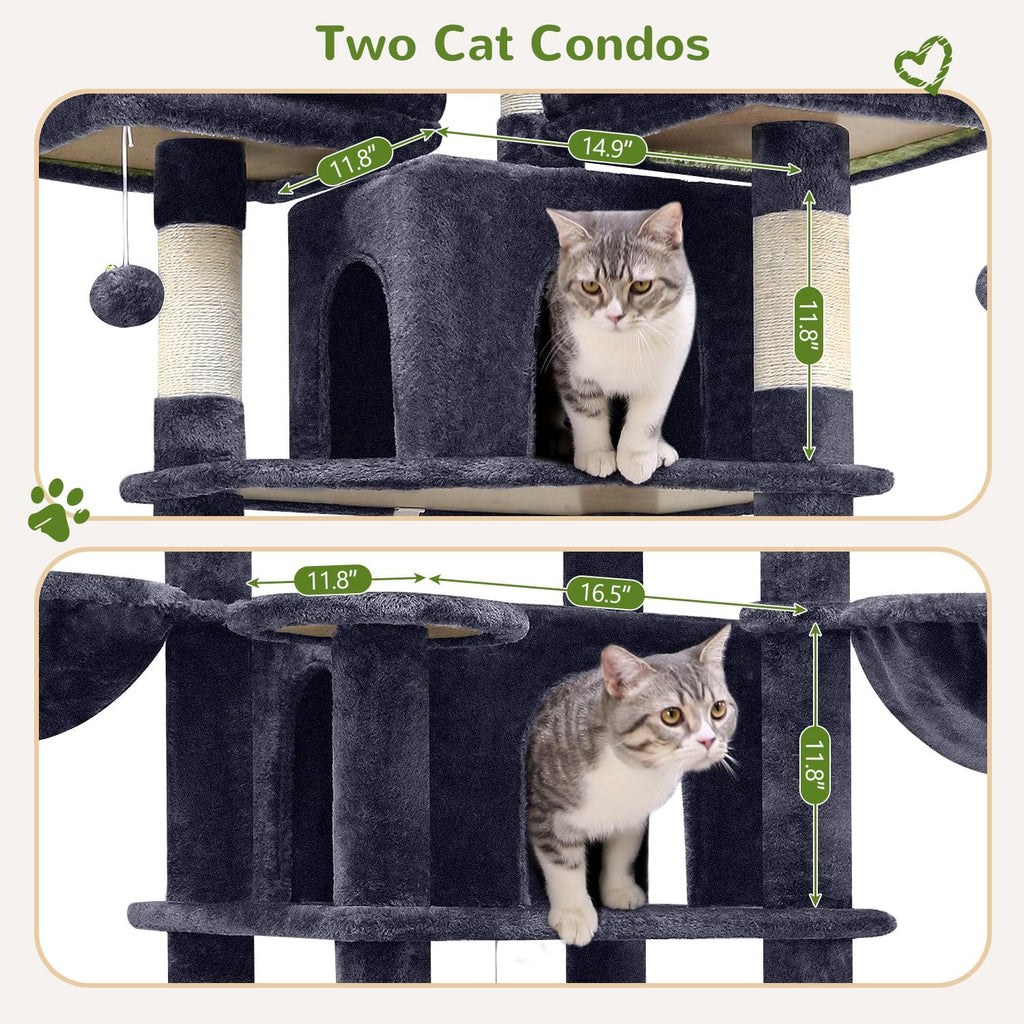 Big XXL Cat Tower for Indoor Multiple Cats, Dark Grey