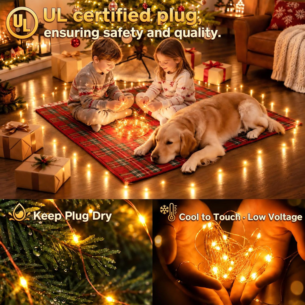 203FT 600LED Outdoor Fairy Lights Plug in Warm White Christmas Decor