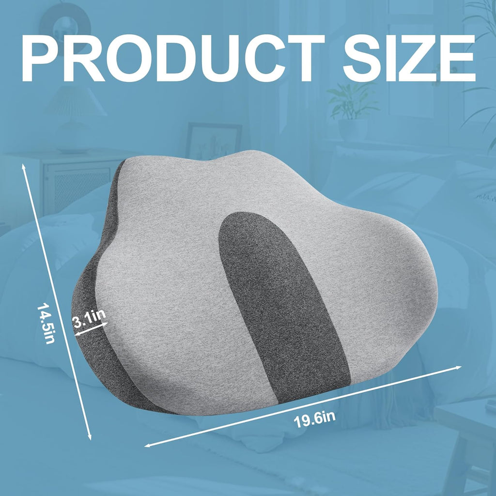 Lumbar Support Pillow for Sleeping, Elevated Lower Back Pillow for Bed, Ergonomic Memory Foam Body Cushion for Hip