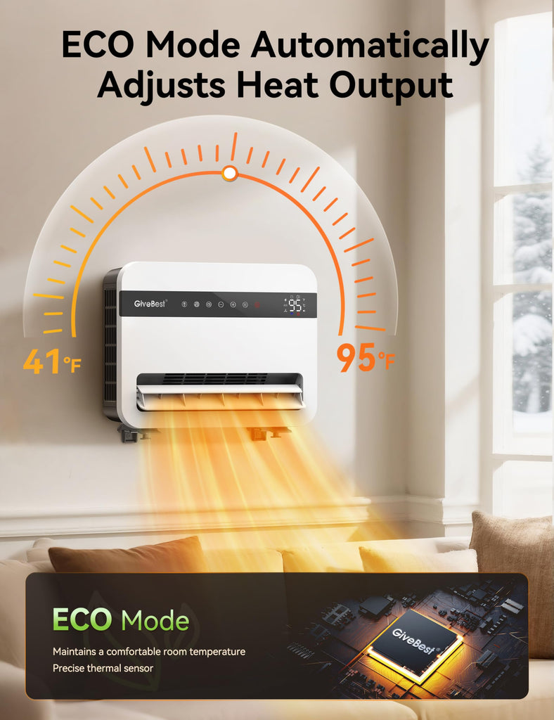 Smart Wall Space Heater for Indoor Use with Remote Control/APP