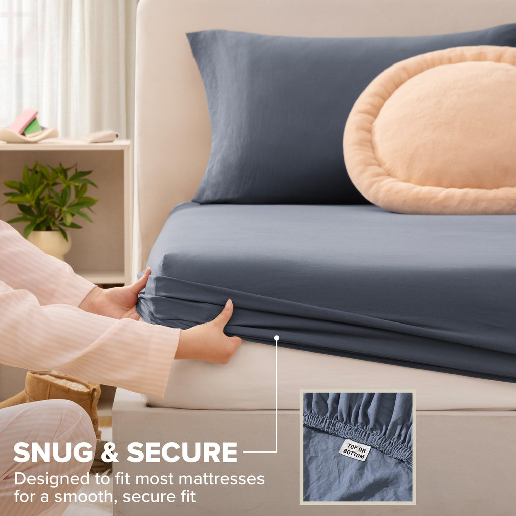 Devon Twin XL Sheet Set, Luxury Bed Sheets, 3-Piece, Blue (Pacific Bl)