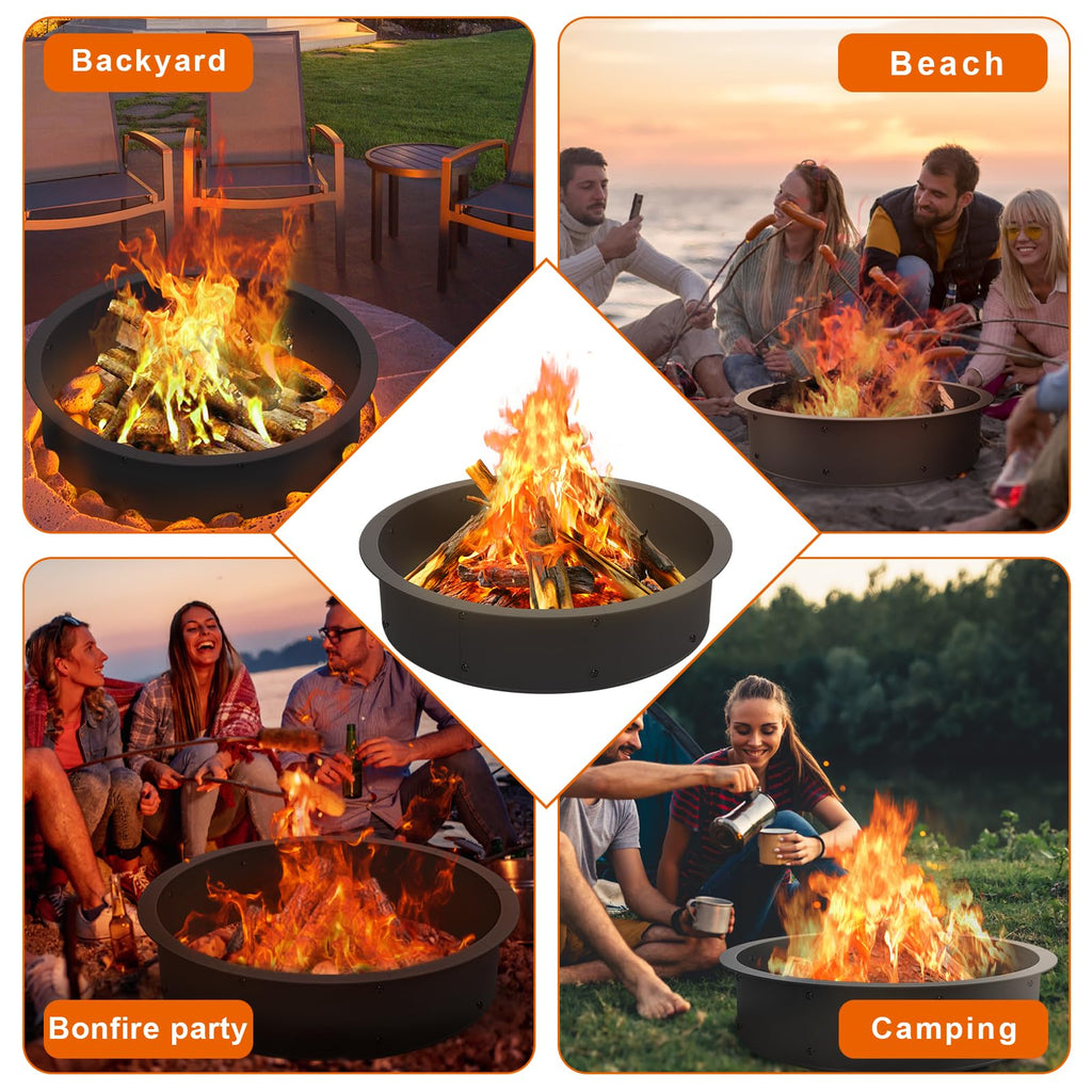 Fire Pit Ring Outdoor 46 Inch Outer 43 Inch Inner Round Firepit Accessories