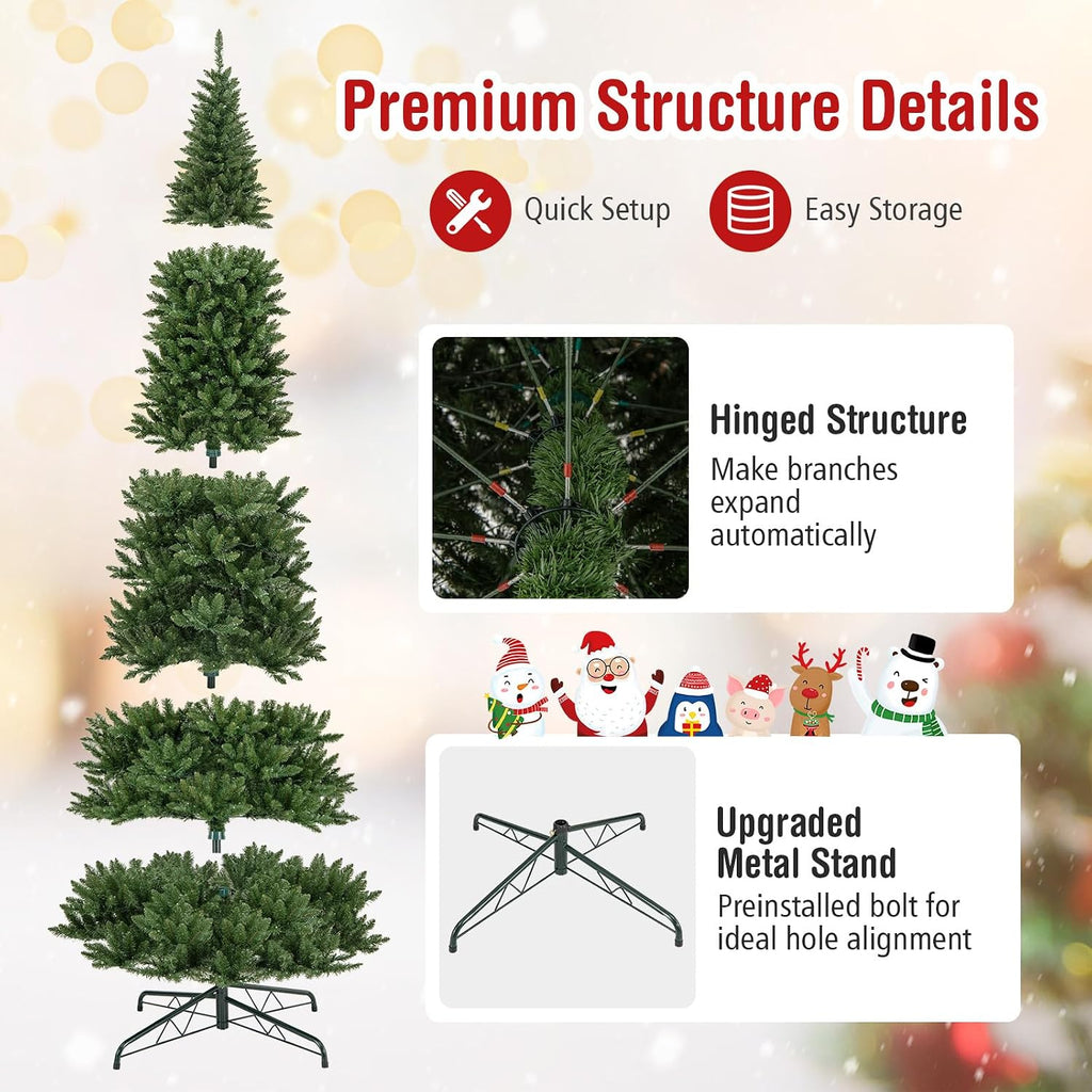 12 FT Pre-lit Artificial Christmas Tree, Hinged Christmas Tree w/Quick Power Connector, 2125 Branch Tips & 800 Warm
