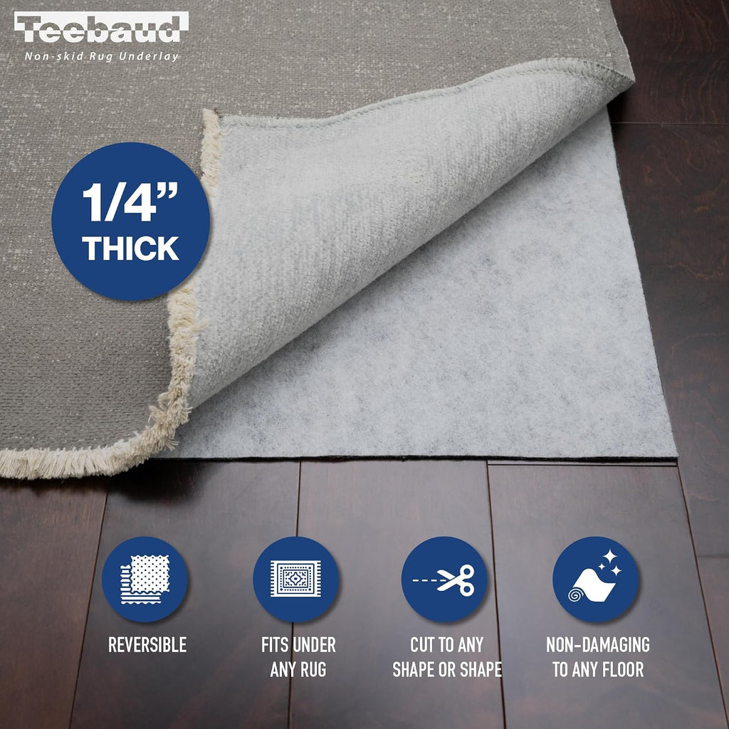 8' x 10' Non-Slip Rug Pad, Reversible Gripper, Non Skid Pads for Hardwood, Vinyl, Tile, Laminate Floors, Keep Area