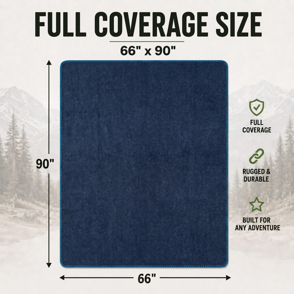 JMR Wool Camping Blanket 10-Pack, Fire Retardant Military, Navy (66x90)