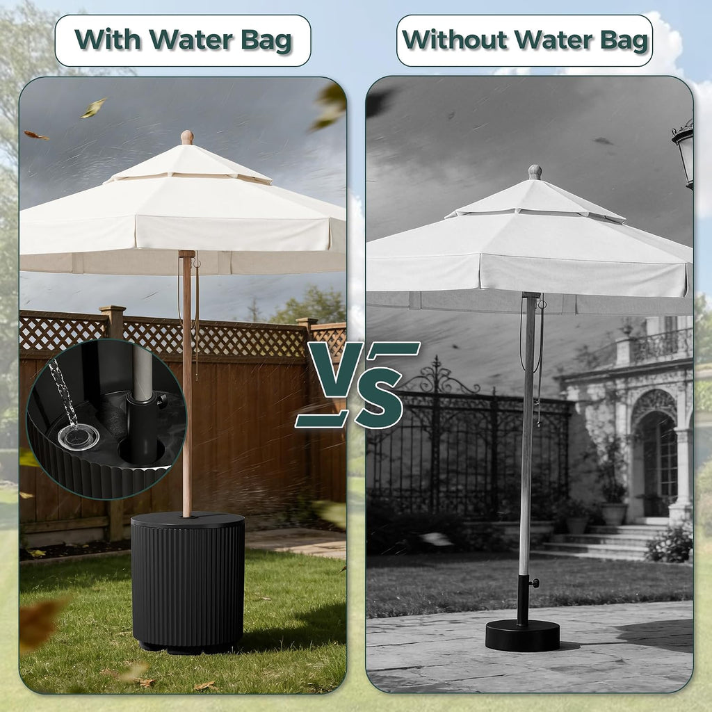 Outdoor Umbrella Stand with Hole, in Pool Umbrella Stand with Weighted Water Filled Bladder