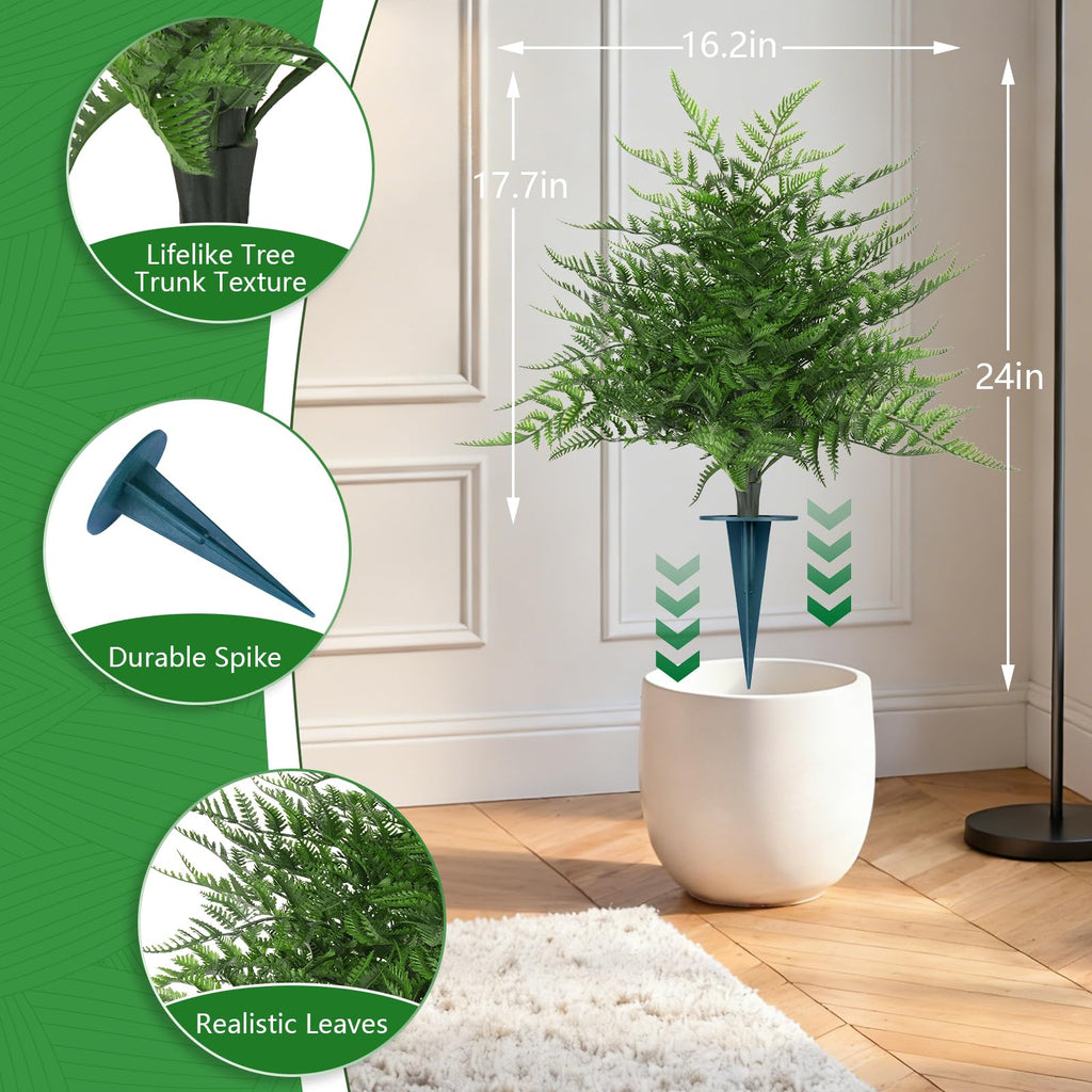 Set of 2 Artificial Fern Topiary Ball with Ground Spike