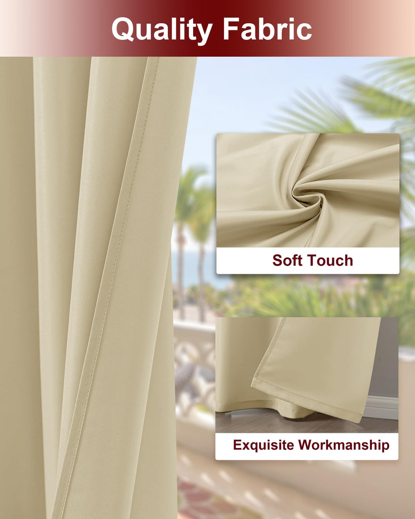Grommet Outdoor Curtains Waterproof 8 Pcs 54x120 In Cream