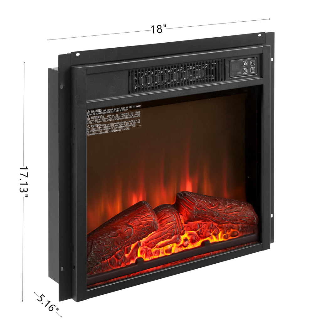 18" Electric Fireplace Insert, 1400W, 6H Timer, Overheat Protection Insert