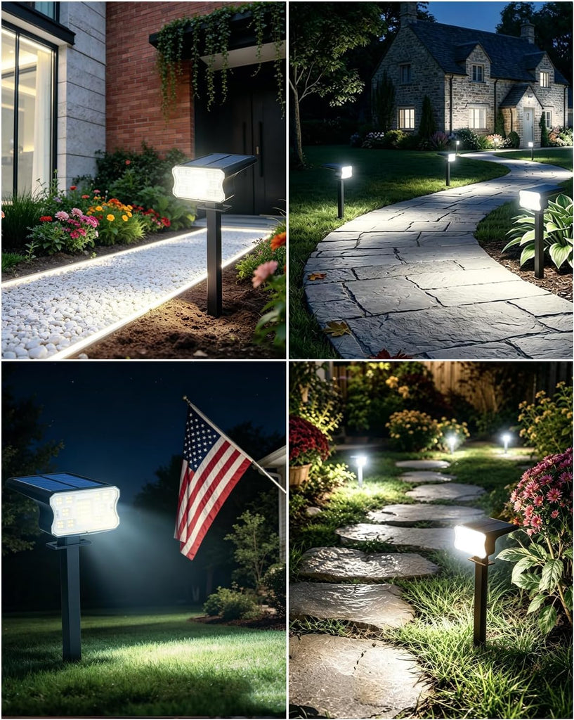 Solar Lights Outdoor Waterproof IP67, 60 LED 3 Lighting Modes Solar Spot Lights Outdoor for Yard Garden Pathway