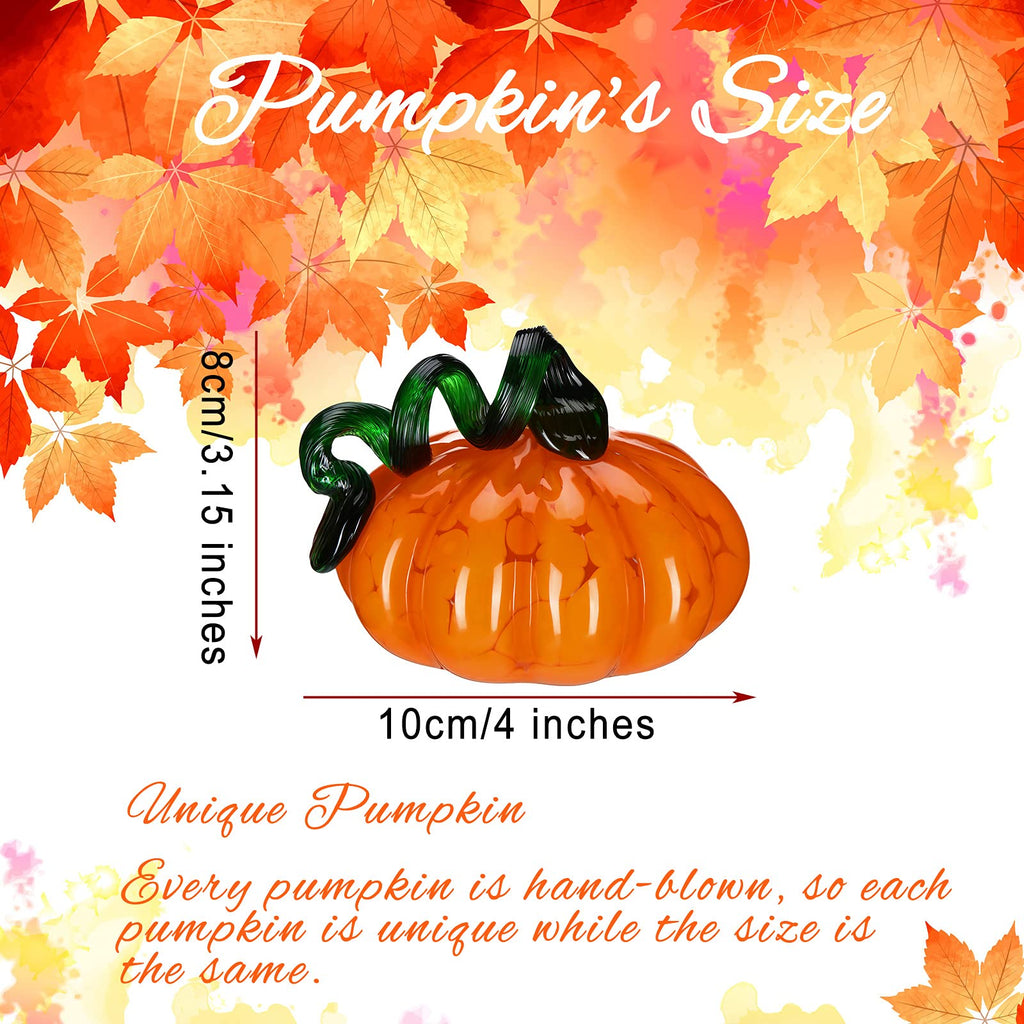 4 x 4 Inch Fall Hand Blown Glass Pumpkin for Decorating, Orange